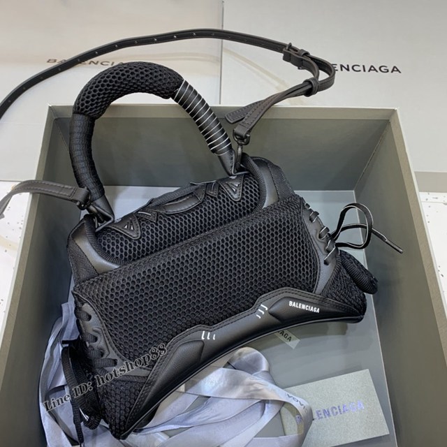 Balenciaga專櫃爆款手提肩背女包 巴黎世家鱷魚紋牛皮黑色Hourglass球鞋沙漏包 fyj1021